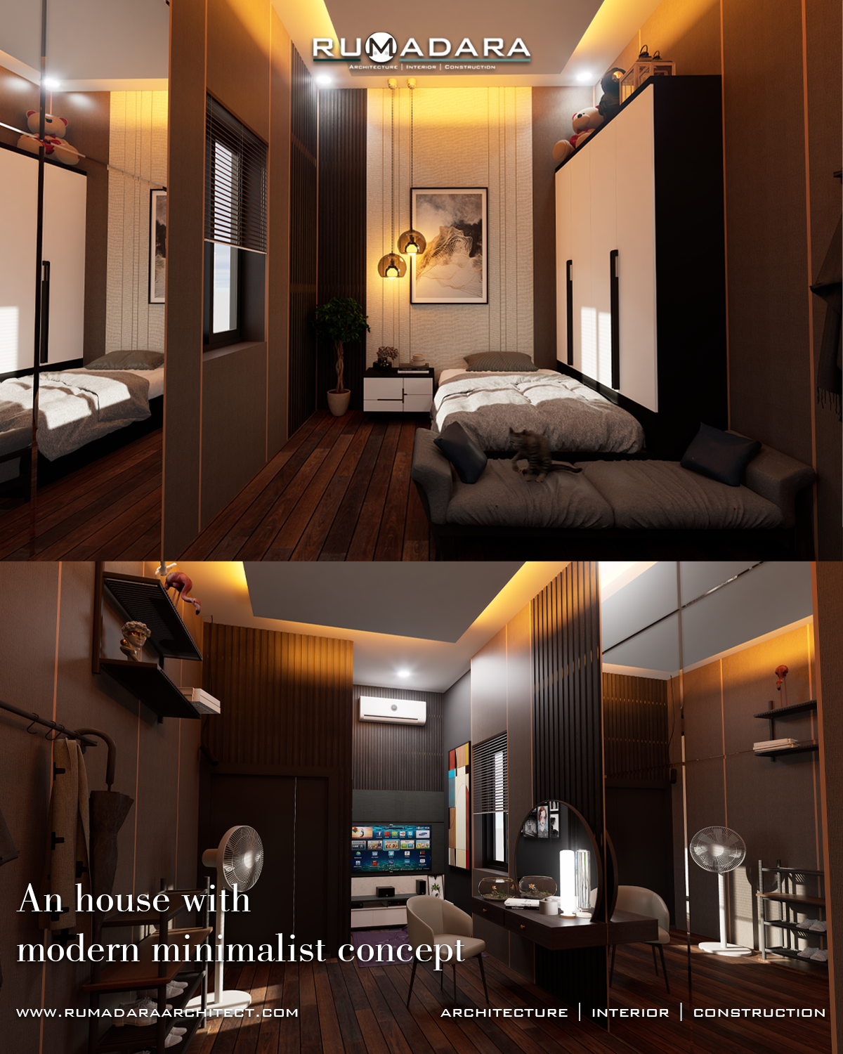 KAMAR TIDUR DENGAN KONSEP MODERN MINIMALIST